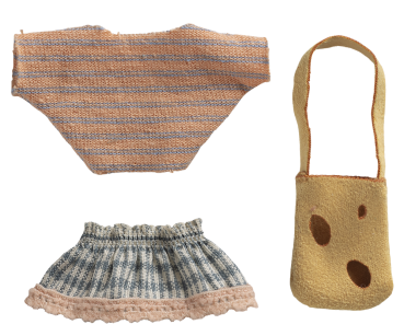 Preview: Kleidung von Maileg kleiner Schwester Maus mit Tasche
